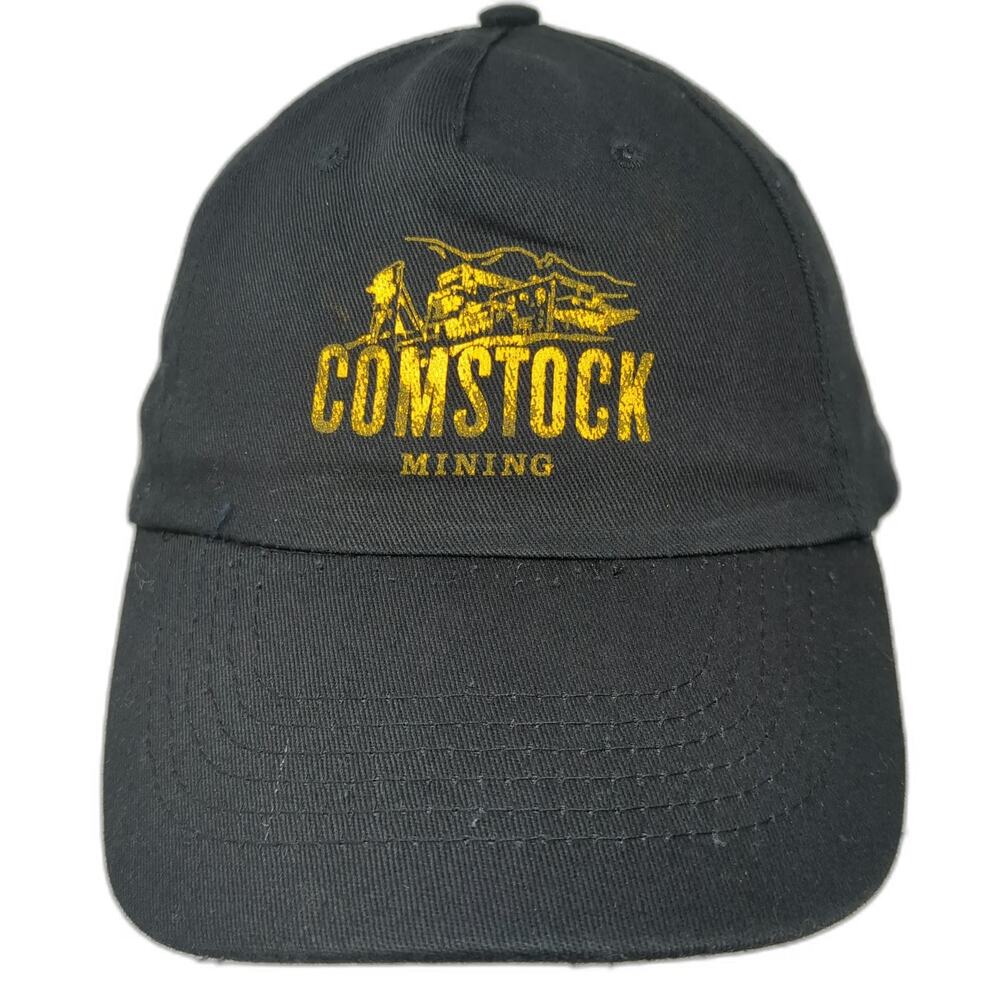 HitWear Baseball Cap Black One Size Comstock Mining Cotton Hat Strapback